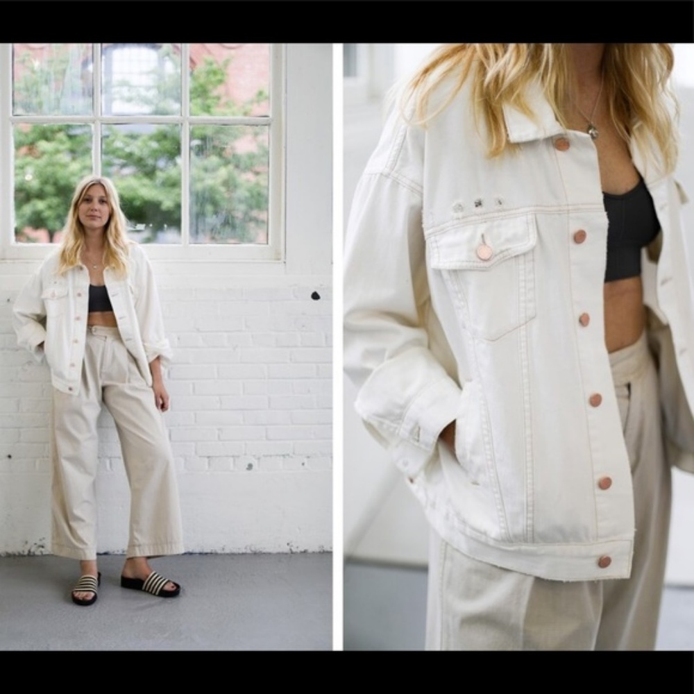 Free People White Denim Jacket - Picture 2 of 7